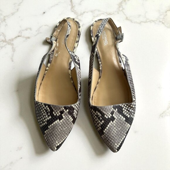 MICHAEL KORS Snake Print Leather Flat Slingbacks Size 9.5 - Picture 1 of 9